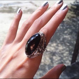 Onyx ring with Sterling silver size 6